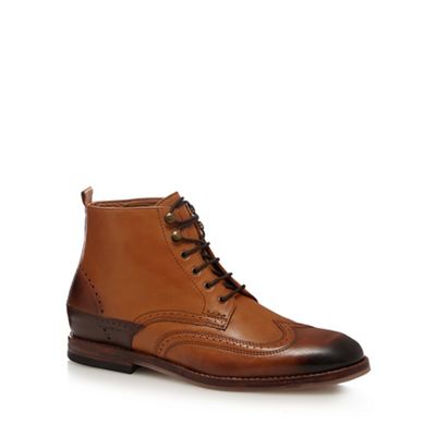 H By Hudson Tan 'Penley' brogue detail ankle boots
